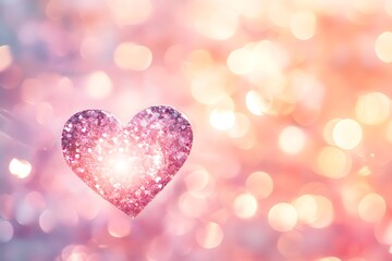 Fototapeta premium Heart-shaped light burst against a soft pink gradient