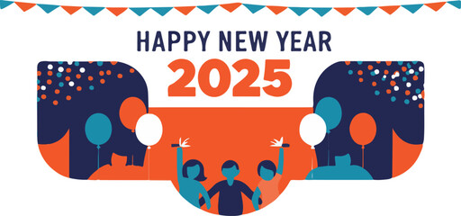 Happy New Year 2025 Celebration Vector on a white background 
