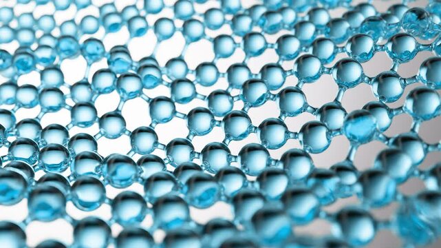 Blue cosmetic serum with liquid bubbles in a 3D abstract background. Hydrating essence gel enriched with collagen molecules. Moisturizing cream or oil for advanced skincare, beauty, and skin health.