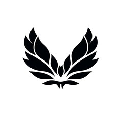 Fototapeta premium Black and White Stylized Floral Design with Wing-like Shapes