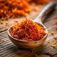 Fototapeta premium close up on utensil full of saffron