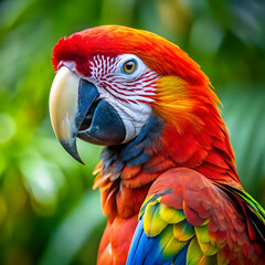 closeup shot of a cute macaw parrot with mesmerize