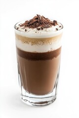 Creamy coffee drink with chocolate syrup and whipped cream.