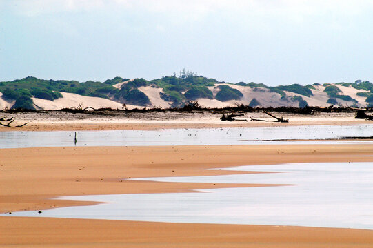 Ocean and sand in the golden beach of Malindi, Kenya