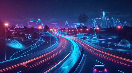 Illustration of IT roadmap modern technology and innovative processes networking and big data hyper realistic