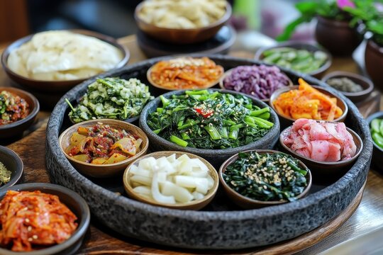 Chilled Korean spinach side dish Banchan Sigeumchi namul