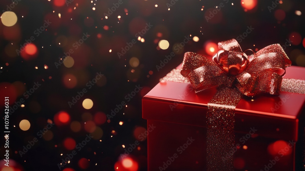 Poster A red box with a red bow on top of it