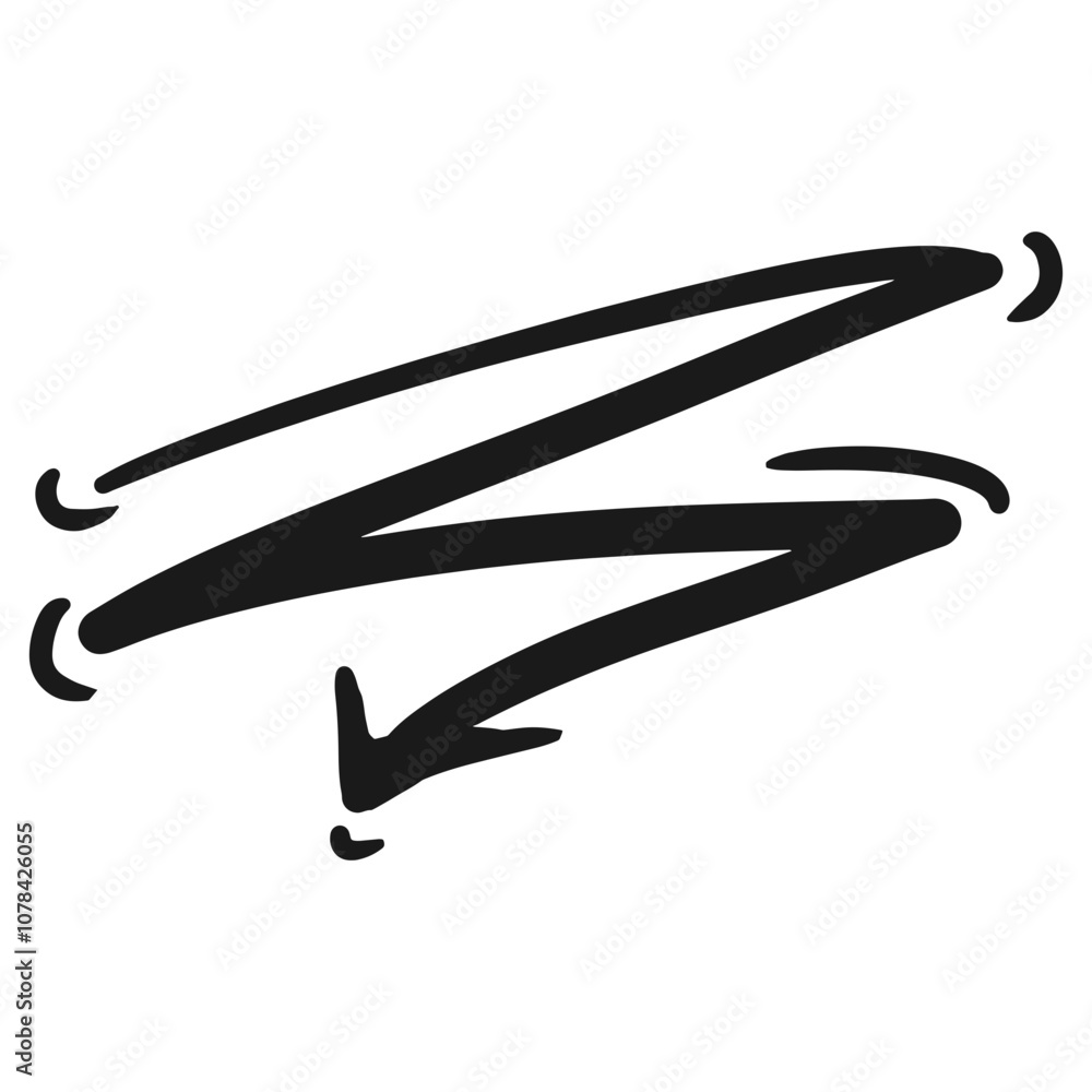 Poster abstract black zigzag design on a white background showcasing dynamic movement and artistic flair