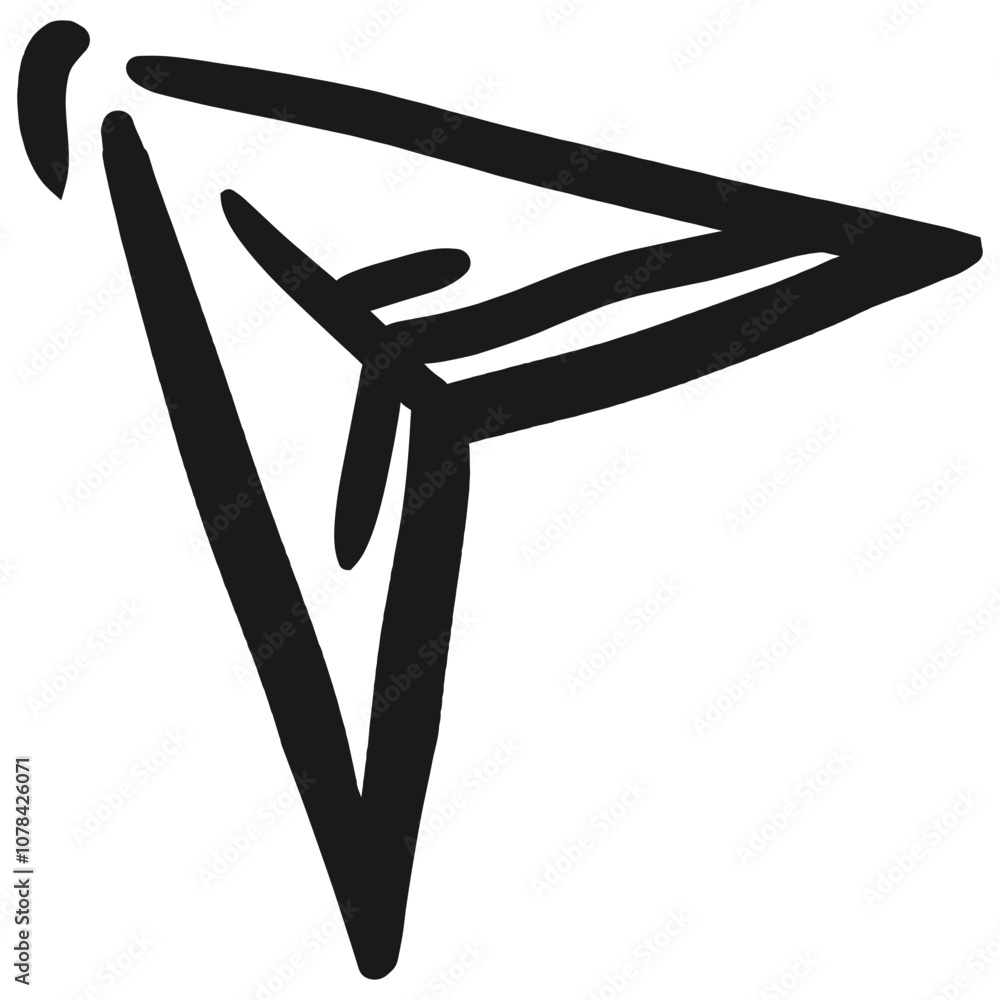 Poster stylized arrow design in black representing direction and movement, perfect for artistic projects or