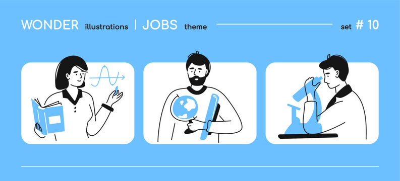 Jobs for people with a mathematical mind - line design style illustration