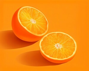 Fototapeta premium Orange Slices on Vibrant Orange Background