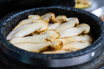 stone pot rice with matsutake mushroom, a Korean cuisine