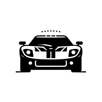recommend clip art: High-Performance Sports Car Front View Vector – Sleek Black and White Race Car Icon for Automotive Design