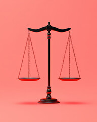 Balanced scales symbolize justice and fairness, set against vibrant background