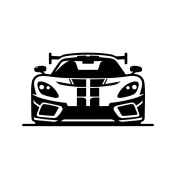 recommend clip art: High-Performance Sports Car Front View Vector – Sleek Black and White Race Car Icon for Automotive Design