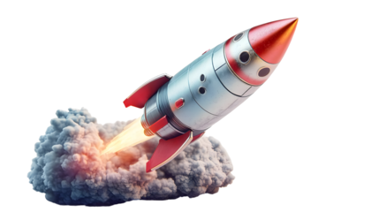 3D rocket in space Business startup and business growth concept, isolated on white background, image ai midjourney generate