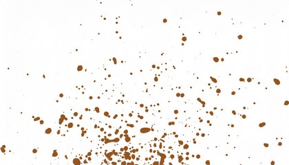 Brown ink splatters create an artistic and abstract design on a clean white background