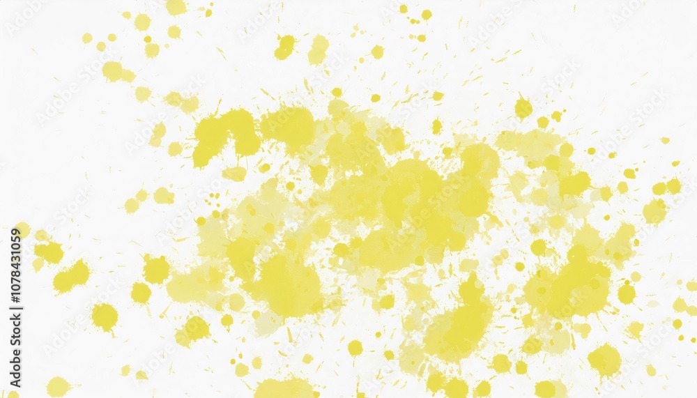 Poster yellow paint is splashing on a white background, creating an artistic and vibrant visual