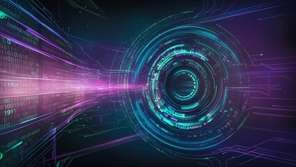 Obraz premium An abstract digital background with binary code and AI algorithms running in the background