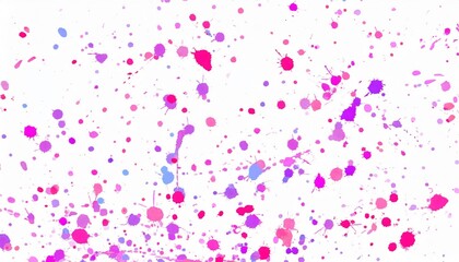 Naklejka premium Energetic and artistic design of vibrant pink and purple paint splatters on a pristine white backdrop