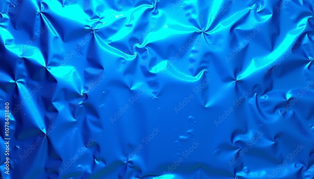 Poster crumpled metallic blue foil texture background creating a bold and dynamic visual impact