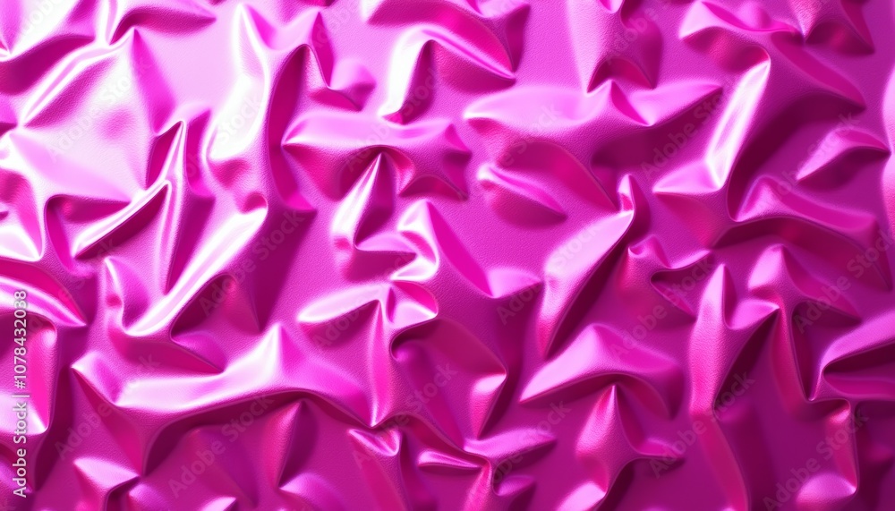 Poster crumpled metallic fuchsia foil texture background creating a bold and playful aesthetic