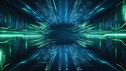 Obraz premium An abstract digital background with binary code and AI algorithms running in the background