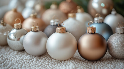 Elegant Christmas Baubles in Soft Metallic Tones for Festive Holiday Decor