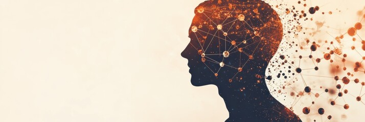 A human silhouette appears surrounded by intricate molecules and diagrams, illustrating a fusion of science and human thought. Generative AI