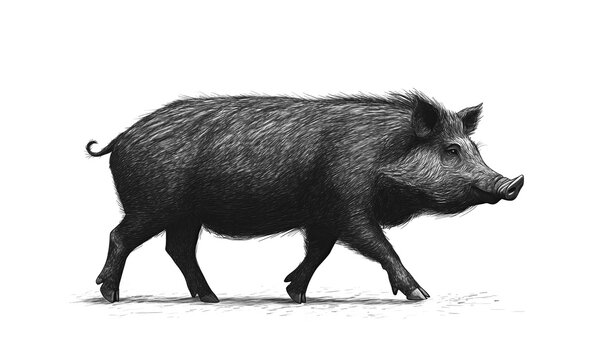 recommend clip art: Boar, wild boar, hog, wild pig, sketch. Vintage retro print, wild boar, forest pig sketch ink style drawing, linear drawing, engrave old school. Sketch artwork silhouette wild ho pig. Illustration