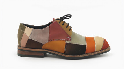Multi-colored patchwork leather oxford shoe