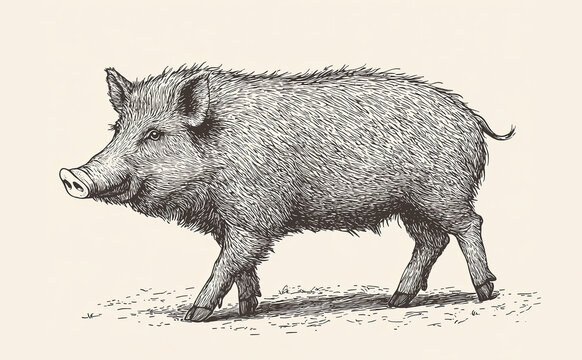 recommend clip art: Boar, wild boar, hog, wild pig, sketch. Vintage retro print, wild boar, forest pig sketch ink style drawing, linear drawing, engrave old school. Sketch artwork silhouette wild ho pig. Illustration