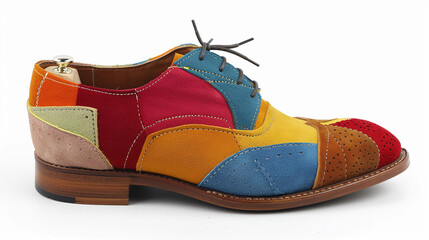 Multi-colored patchwork leather oxford shoe