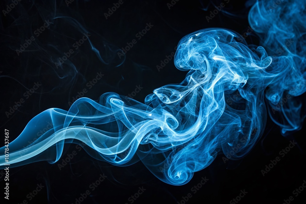 Aufkleber captivating abstract blue smoke swirling elegantly against a dark background, showcasing ethereal pa