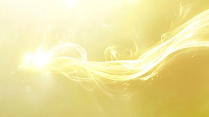 Light lemon yellow background with wisps of smoke and a glowing light