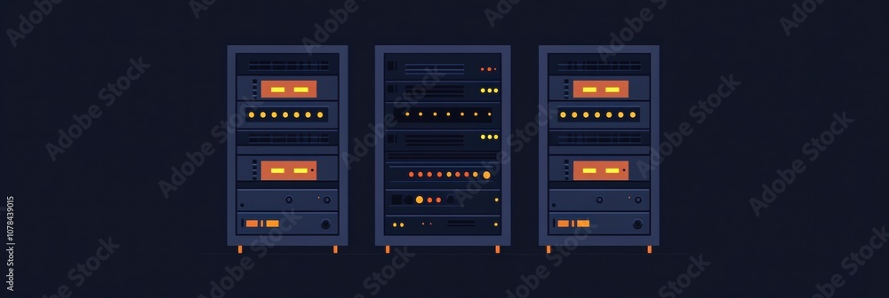 Leinwandbilder rows of servers display blinking indicators, creating a vibrant effect in a dark data center at nigh