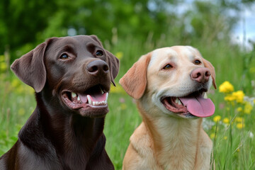 two labrador puppies