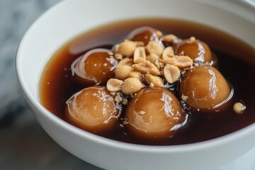 Ginger syrup with glutinous sweet balls and roasted peanuts