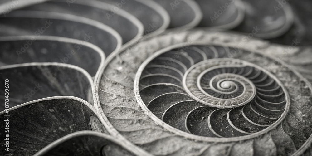 Aufkleber captivating black and white spiral patterns in macro photography showcasing intricate details and te