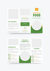 Healthy food trifold Brochure template design, food menu trifold brochure flyer leaflet design