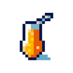 Pixel art summer drinks vector illustration