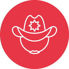 Cowboy Sheriff line circle icon