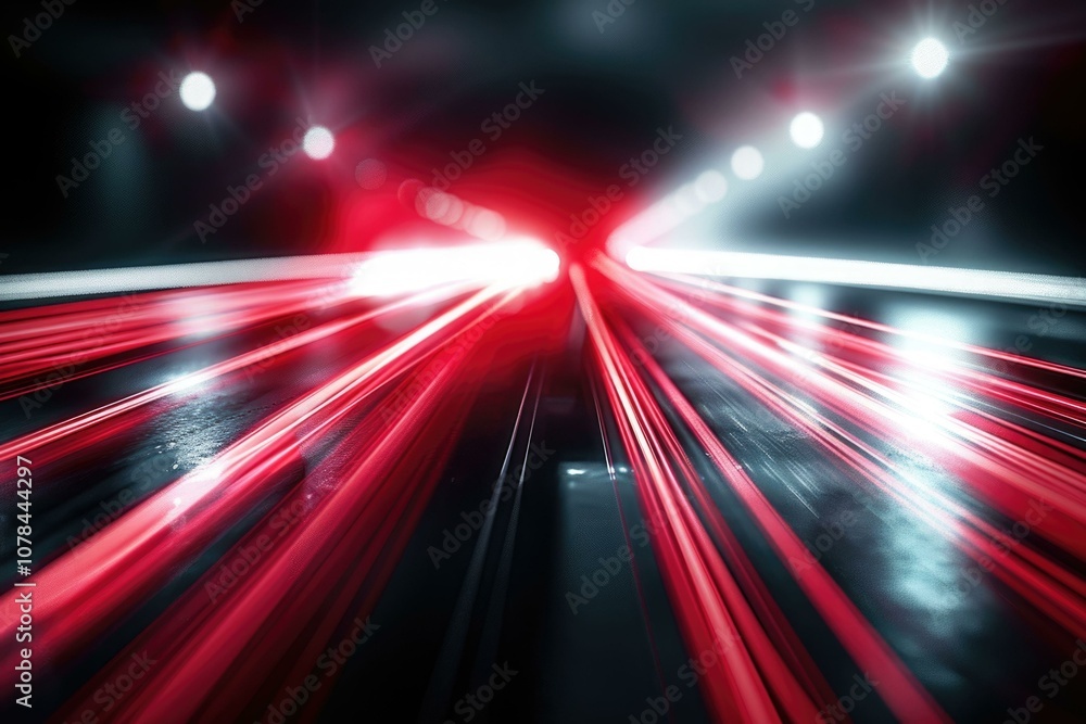 Poster abstract background with red and white rays on dark surface.