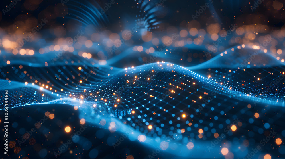 Wall mural technology or tech data, network internet connect concept abstract background