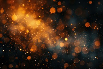 Abstract light blur blink sparkle defocus backgound. Gold bronze glitter shine dots confetti.