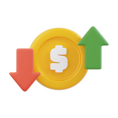 Dollar Exchange Rate 3D Icons, 3D rendering