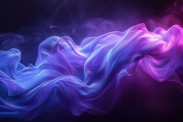 Abstract blue and purple fabric waves on a dark background.