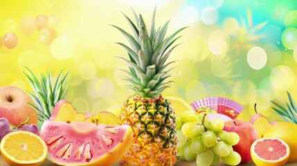 Capture a close-up of the rough, spiky texture and pattern of the pineapple’s skin, emphasizing the rich color and intricate details.