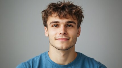 Fototapeta premium Portrait of a young man smiling, looking at the camera.