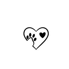 Pow with heart dog